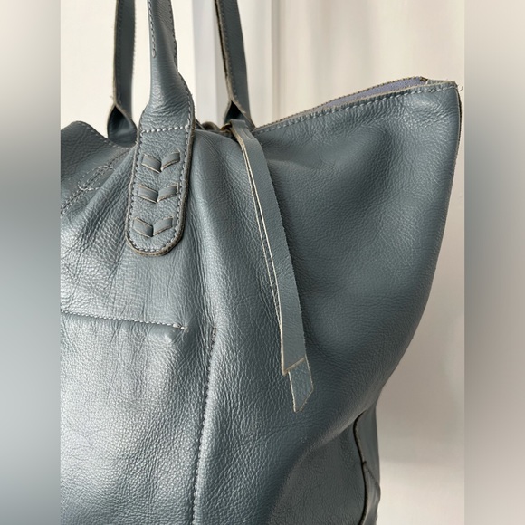 Genuine LEATHER TOTE | Boho!! | Blue - Picture 3 of 14